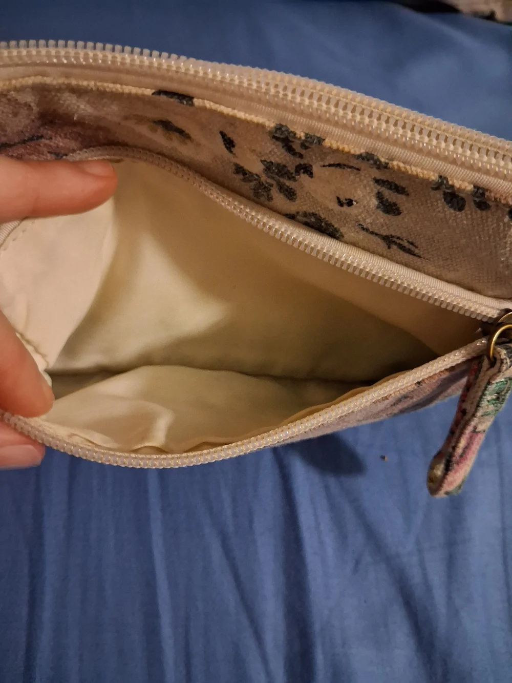 Maurices Floral Canvas Wristlet in Beige with Multicolor Flowers